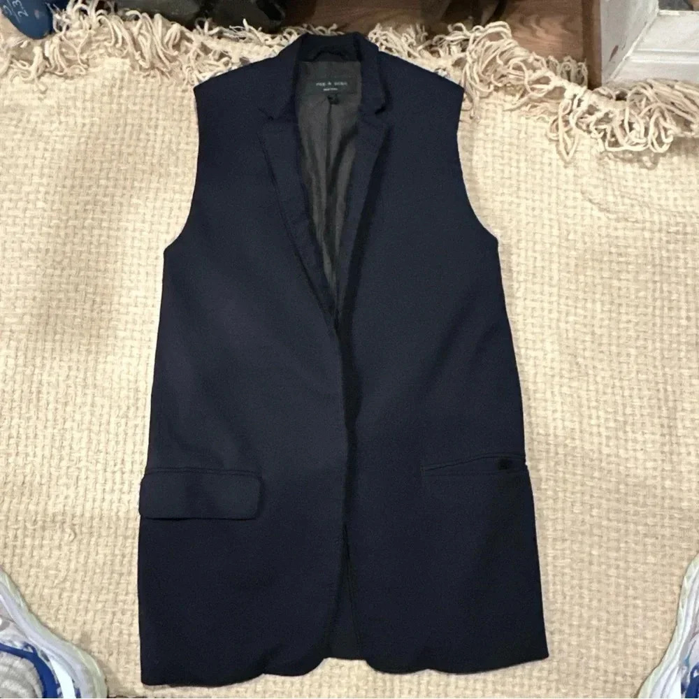 Rag & Bone Francois Womens Oversized Navy Wool
Vest XSmall